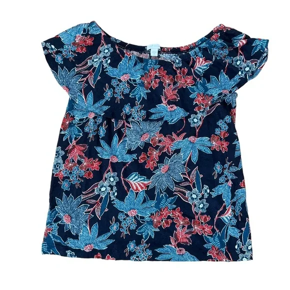 J Jill Sarasa Wide Leg Crop Pant + Ruffle Linen Top Tropical Print Co-or… - Picture 3 of 16